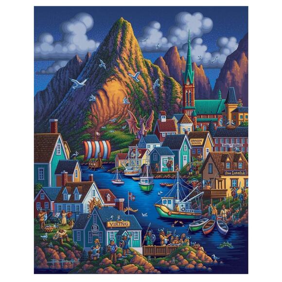 Dowdle Folk Art Jigsaw Puzzle - Norway - 500 Piece NEW 888584 - Picture 1 of 7